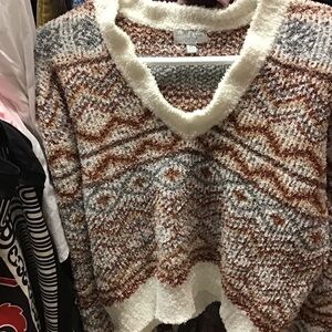 WARM &COZY  V-Neck Sweater - Cream, Brown, Gray, sz M